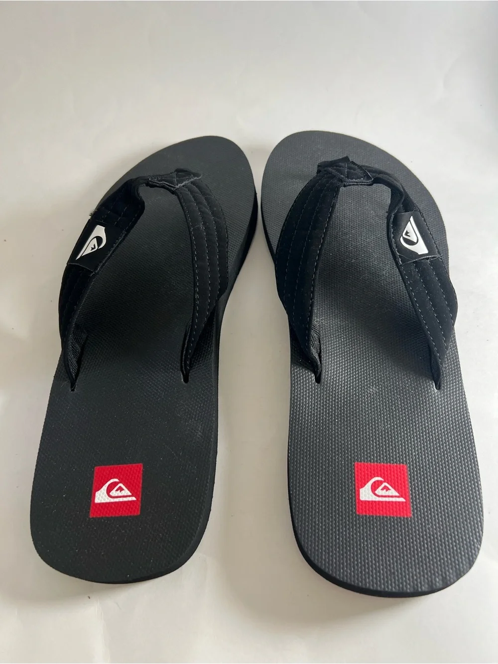 Quiksilver Men's Black Thong Sandals US 13 EU 46 Slip-On Logo Rubber Sole